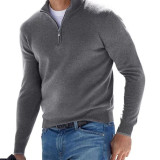 Men's Autumn Long Sleeve V-Neck Zipper Casual Top