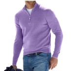 Men's Autumn Long Sleeve V-Neck Zipper Casual Top