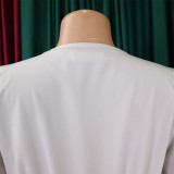 V-Neck Chic Elegant Slim Waist Belted Pleated High Waist Plus Size Dress