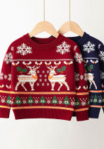 Autumn And Winter Children's Pullover Sweater Christmas Elk Baby Girl Basic Knitting Shirt Autumn And Winter Children's Pullover Sweater Christmas Elk Baby Girl Basic Knitting Shirt
