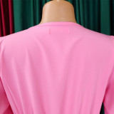 V-Neck Chic Elegant Slim Waist Belted Pleated High Waist Plus Size Dress