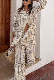 Printed Long-Sleeved Shirt And Trousers Two-Piece Set Home Wear
