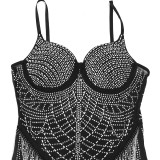 Fashionable Straps Beaded Tassel Bodycon A-Line Dress For Women