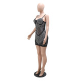Fashionable Straps Beaded Tassel Bodycon A-Line Dress For Women