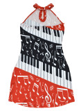 Fashion Piano Print Sleeveless Casual Dress