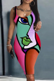 Sexy Fahionable Print Straps Bodycon Dress