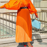 Plus Size Women's Autumn Fashion Elastic Pleated Skirt Plus Size A-Line Skirt