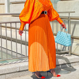 Plus Size Women's Autumn Fashion Elastic Pleated Skirt Plus Size A-Line Skirt
