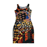 Sexy Fahionable Print Straps Bodycon Dress