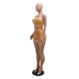 Fashionable Lace-Up Halter Low Back Sexy Women's Sequin Party Dress