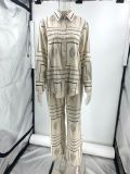 Printed Long-Sleeved Shirt And Trousers Two-Piece Set Home Wear
