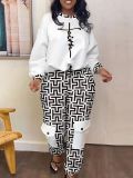 Women's Sexy Casual Printed Pants And Pullover Top Two Piece Set