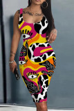 Sexy Fahionable Print Straps Bodycon Dress