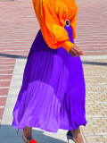 Plus Size Women's Autumn Fashion Elastic Pleated Skirt Plus Size A-Line Skirt