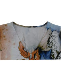 Fallen Leaves Print V-Neck Short Sleeve Casual Dress
