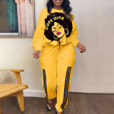 Women's Sexy Casual Printed Pants And Pullover Top Two Piece Set