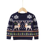 Autumn And Winter Children's Pullover Sweater Christmas Elk Baby Girl Basic Knitting Shirt
