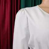 V-Neck Chic Elegant Slim Waist Belted Pleated High Waist Plus Size Dress