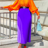 Plus Size Women's Autumn Fashion Elastic Pleated Skirt Plus Size A-Line Skirt