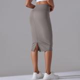 Women High Waist Stretch Slit Sports Skirt