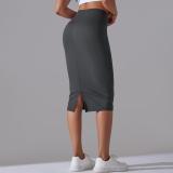 Women High Waist Stretch Slit Sports Skirt