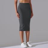 Women High Waist Stretch Slit Sports Skirt