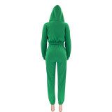 Women Autumn and Winter Zipper Hoodies and Pant Casual Sports Two-piece Set