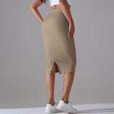 Women High Waist Stretch Slit Sports Skirt