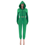 Women Autumn and Winter Zipper Hoodies and Pant Casual Sports Two-piece Set