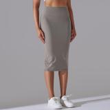 Women High Waist Stretch Slit Sports Skirt