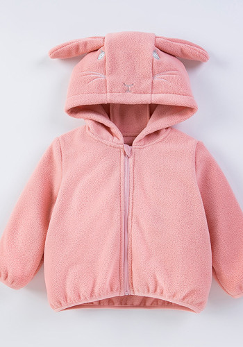Girl Warm Flannel Cute Rabbit Hooded Jacket