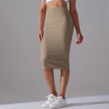 Women High Waist Stretch Slit Sports Skirt
