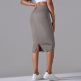 Women High Waist Stretch Slit Sports Skirt