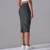 Women High Waist Stretch Slit Sports Skirt
