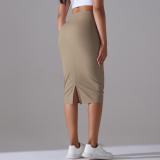 Women High Waist Stretch Slit Sports Skirt