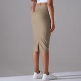 Women High Waist Stretch Slit Sports Skirt