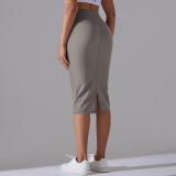 Women High Waist Stretch Slit Sports Skirt
