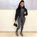 Women Winter Casual Solid Padded Jacket