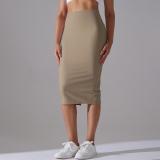 Women High Waist Stretch Slit Sports Skirt