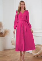 Plus Size Women V-Neck Single-Breasted Strappy Dress Plus Size Women V-Neck Single-Breasted Strappy Dress