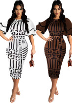 Women Sexy Printed Round Neck Short Sleeve Dress Women Sexy Printed Round Neck Short Sleeve Dress