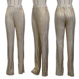 Women Casual Crushed Wide Leg Pants