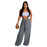 Women Casual Solid Wide Leg Overalls