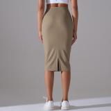 Women High Waist Stretch Slit Sports Skirt