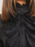 Women's Summer Ruffled Bell Bottom Pleated Sleeve Long Sleeve Shirt