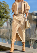 Autumn Versatile Casual Chic Button Belt Cargo Suit Two Piece Skirt Set Autumn Versatile Casual Chic Button Belt Cargo Suit Two Piece Skirt Set