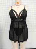 Plus Size Sexy Pajamas One Piece See-Through Straps Nightdress