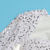 Sexy Square Collar Tight Fitting Stretch Sequin Slit Bodycon Dress