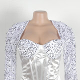 Sexy Square Collar Tight Fitting Stretch Sequin Slit Bodycon Dress