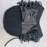 Women's Autumn And Winter Sexy Metallic Color Lace-Up Strapless Vest Fishbone Waist Vest For Women